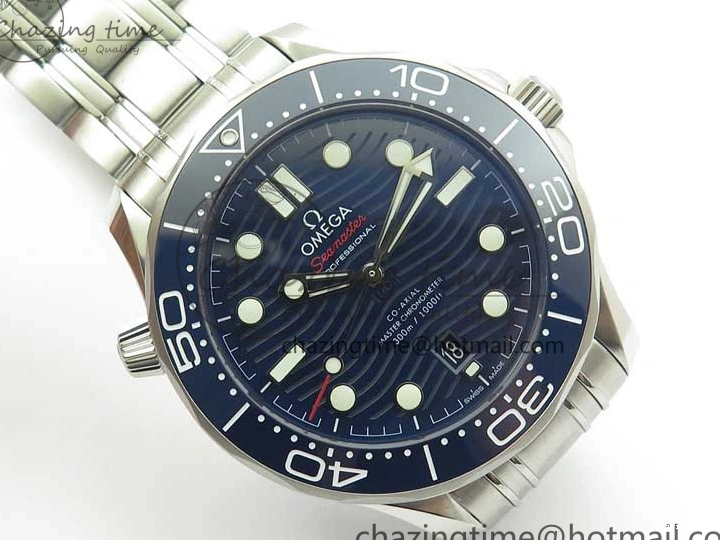 1228 Seamaster Diver 300M ORF 1:1 Best Edition Blue Ceramic Blue Dial on SS Bracelet A Breathable 7869